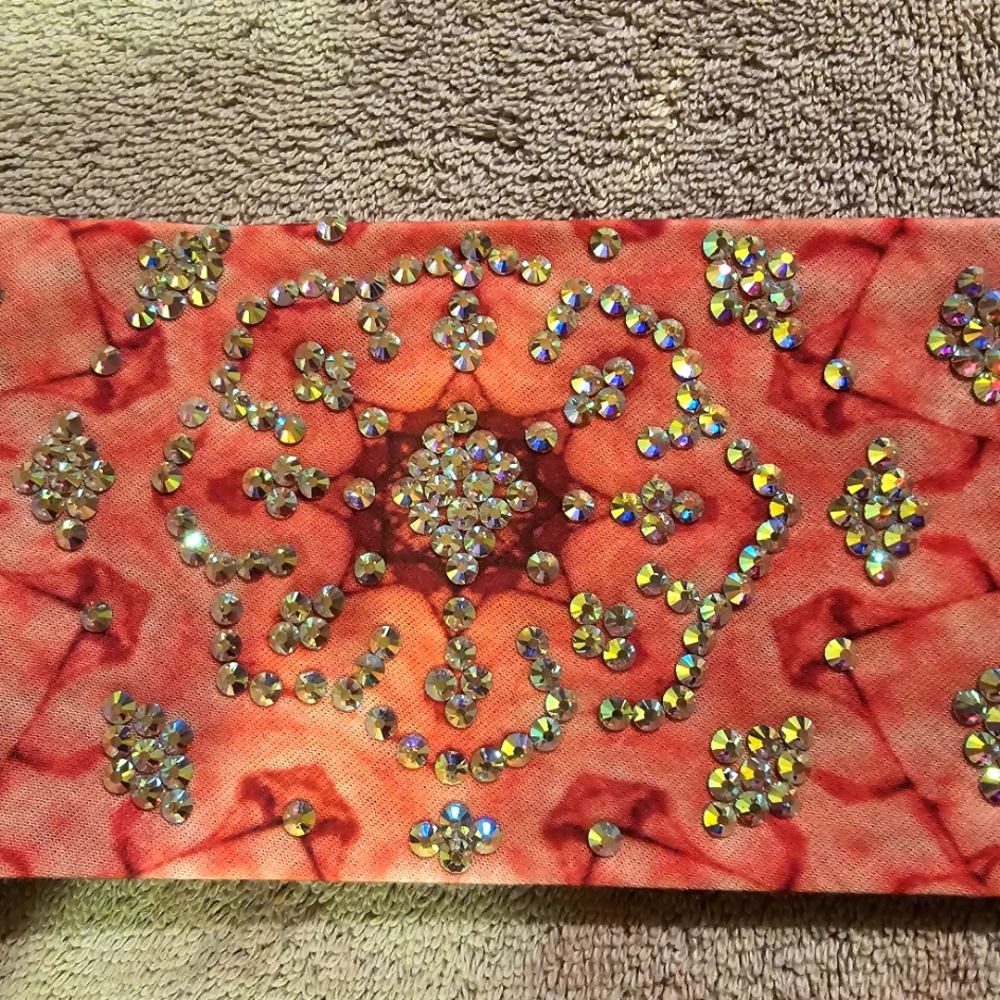 Embellished pink, beidge Headband blinged out Bandana